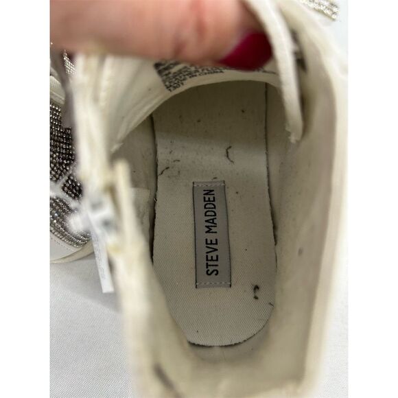 Steve Madden Bondi Women's High Top Sneakers White Rhinestones Size 7 NWT - Picture 8 of 10